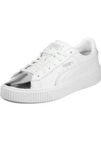 Puma, Damen Sneaker 'Basket Platform Metallic', Silber / Wei&szlig;