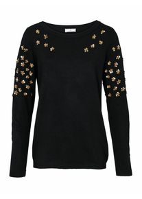 Heine, Damen Rundhalspullover, Gold / Schwarz