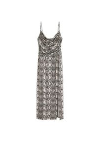 Violeta by Mango, Damen Kleid 'Snake-i', Nude / Schlammfarben / Basaltgrau