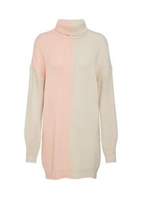 Missguided, Damen Pullover 'SPLICED COLOURBLOCK ROLL NECK JUMPER', Rosa / Wei&szlig;