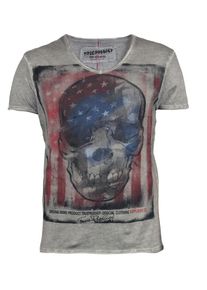 Trueprodigy, Herren T-Shirt 'Dark Skull', Hellblau / Grau / Hellrot