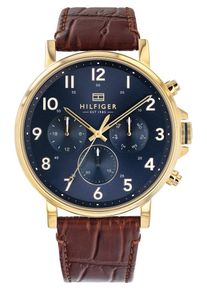 Tommy Hilfiger, Herren Multifunktionsuhr 'Dressed Up, 1710380', Dunkelblau / Braun