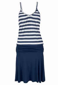 Beach Time, Damen Strandkleid, Blau / Naturwei&szlig;
