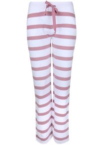Juvia, Damen Sweathose 'FLEECE STRIPE', Ros&eacute; / Wei&szlig;