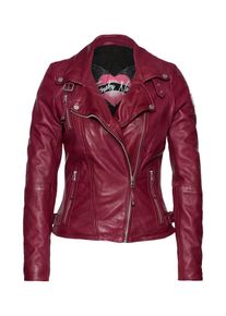 Freaky Nation, Damen Lederjacke 'Bikerprincess', Dunkelpink