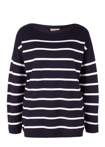 TRIANGLE, Damen Pullover, Kobaltblau / Wei&szlig;