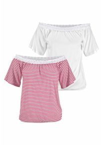 Beach Time, Damen Carshirts, Pink / Wei&szlig;