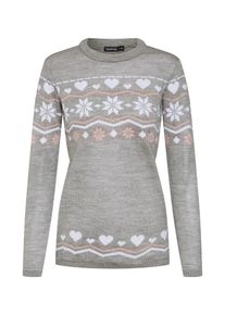 boohoo, Damen Pullover, Grau / Rosa / Weiß
