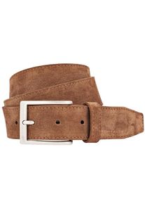Tom Tailor, Herren Gürtel 'Suede leather belt with stitching' 3.5cm, Cognac