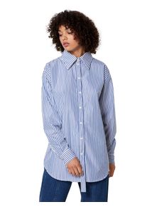 POSTYR, Damen Hemdbluse 'POSSOLSIKKE SHIRT', Camel / Blau / Wei&szlig;