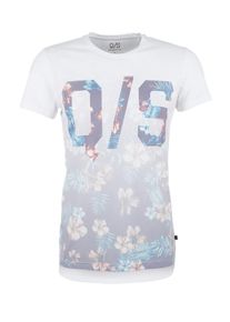 Q/S Designed By, Herren T-Shirt mit Label-Print, Rauchblau / Rostbraun / Flieder / Weiß