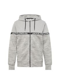 Jack & Jones JACK & JONES, Herren Sweatjacke 'JCOIAN', Graumeliert / Schwarz / Wei&szlig;