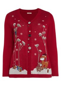 Joe Browns, Damen Strickjacke, Karminrot / Weiß