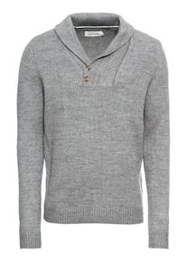 Pier One, Herren Pullover 'WoolenShawlCollar', Hellgrau