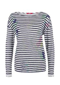s.Oliver RED LABEL, Damen Langarmshirt, Mischfarben / Schwarzmeliert / Weiß