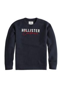 Hollister, Herren Sweatshirts 'Hollister SCRIPT CREW', Navy / Weiß