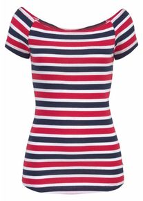 Arizona, Damen Carshirt 'Off-Shoulder', Marine / Hellrot / Wei&szlig;