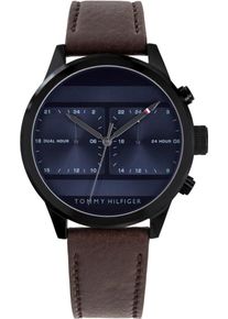 Tommy Hilfiger, Herren Multifunktionsuhr 'Casual, 1791593', Dunkelblau / Braun