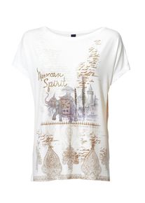 Heine, Damen Rundhalsshirt, Ocker / Weiß