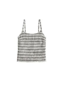 Hollister, Damen Top 'BARE SMOCKED CAMI', Dunkelgrau / Wei&szlig;
