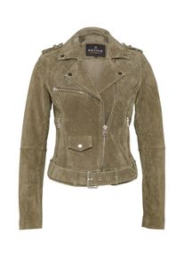 Review, Damen Lederjacke 'BELTED VELOURS', Oliv