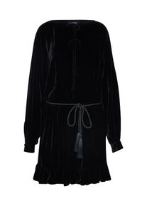 THE KOOPLES, Damen Kleid 'SHORT DRESS WITH FRILLS IN FLOWING VELVET', Schwarz