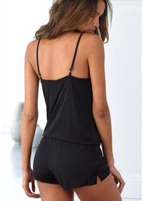 Lascana, Damen Jumpsuit mit Spitzedetails und verstellbaren Trägern, Schwarz