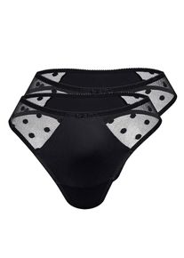 Sassa Mode Sassa, Damen String 'DOTTED MESH', Schwarz