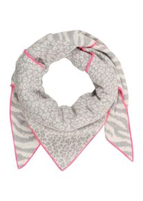 Zwillingsherz, Damen Dreieckstuch 'Leo Zebra', Hellgrau / Pink