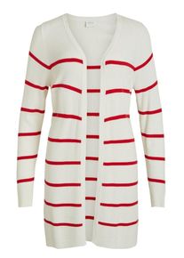 Vila, Damen Strickjacke, Hellrot / Weiß
