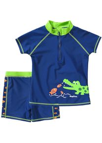 Playshoes, Schwimmanzug 'Krokodil', Blau / Neongrün / Orange / Weiß
