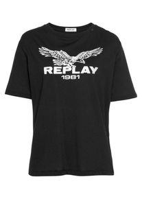 Replay, Damen T-Shirt, Schwarz / Weiß