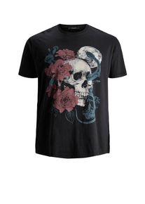 Jack & Jones JACK & JONES, Herren T-shirt 'Rosen Totenkopf', Creme / Rot / Schwarz