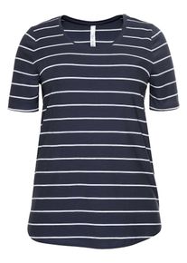 sheego Casual, Damen T-Shirt, Marine / Weiß