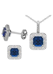 Firetti, Damen Ohrstecker und Halskette 'Safir-Optik', Saphir / Silber