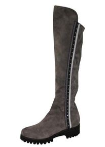 Donna Carolina, Damen Overkneestiefel, Grau / Schwarz