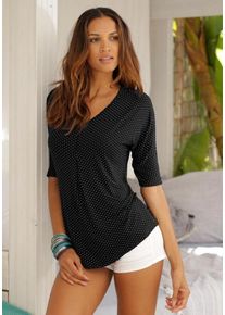 Lascana, Damen T-Shirt, Schwarz / Weiß