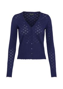 King Louie, Damen Strickjacke mit Lochmuster 'V Heart', Nachtblau