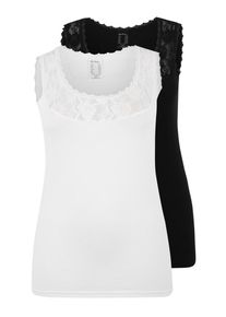 Ulla Popken, Damen Unterhemd 'Unterhemd DoPa, Spitzenausschnitt', bunt