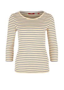 s.Oliver RED LABEL, Damen Shirt, Navy / Pastellgelb / Weiß