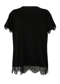 New Look Curves, Damen Shirt 'LACE HEM BOYFRIEND TEE', Schwarz
