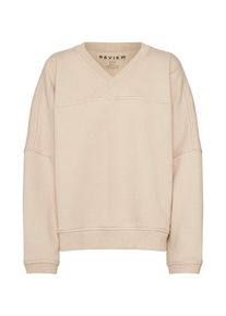 Review, Damen Pullover 'TOPSTITCH SW D-SWEAT', Beige