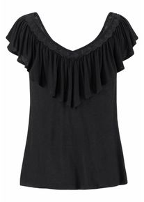 Buffalo, Damen Strandshirt mit Volant, Schwarz