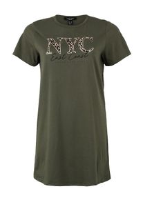New Look Curves, Damen Kleid 'CURVES SLOGAN T SHIRT DRESS', Khaki