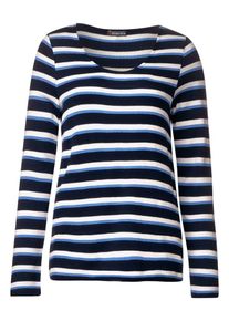 Street One, Damen Shirt, Blau / Nachtblau / Weiß