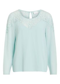Vila, Damen Shirt 'VIBEKIDA LACE L/S', Hellblau