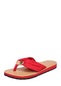 Tommy Hilfiger, Damen Zehentrenner mit Label-Applikation, Hellbraun / Rot