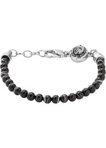 Diesel, Herren Armband 'Beaded Studs', Schwarz / Silber