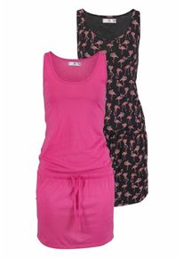 AJC, Damen Jerseykleid (Packung, 2 tlg.), Neonpink / Schwarz