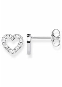 Thomas Sabo, Damen Paar Ohrstecker 'Herzen Groß, H1945-051-14', Silber / Weiß